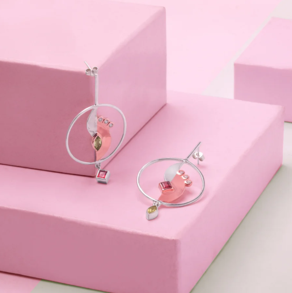 Nirmana Statement Drop Earrings in 925 Sterling Silver with Rhodium and Rose Gold Plated
