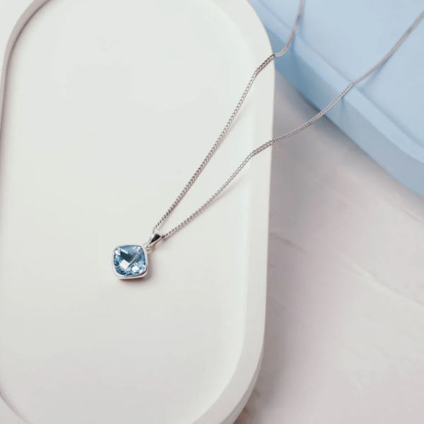 Elegance Cushion Gemstone Pendant in Sterling Silver with 18k Gold Plated/Rhodium Plated Pelangi Collections