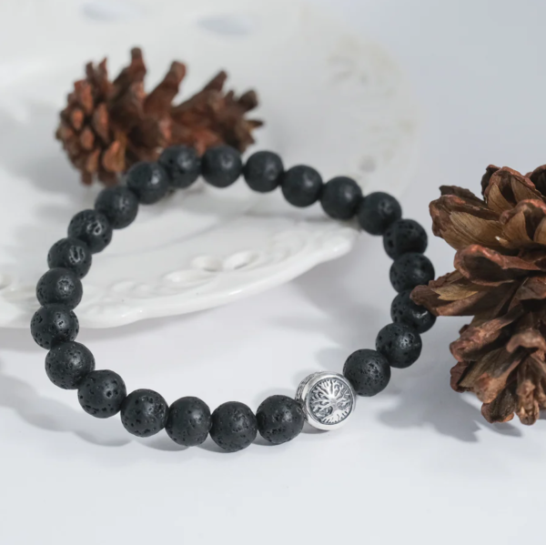 Bracelet Lava Bead Tree Of Life - Sterling Silver