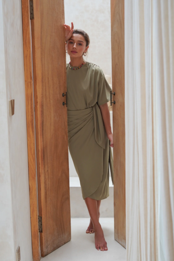 Mona Set with Ana Wrap Skirt - Olive
